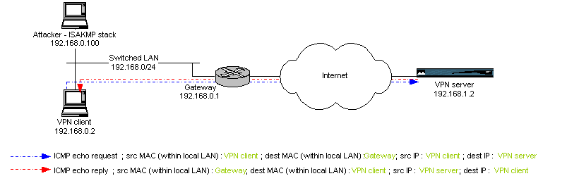 Fig 3 : ICMP echo exchange between VPN client and server